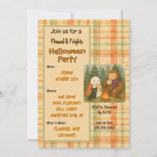 Invitation de fête d'Halloween Flannel & Frights (Devant)