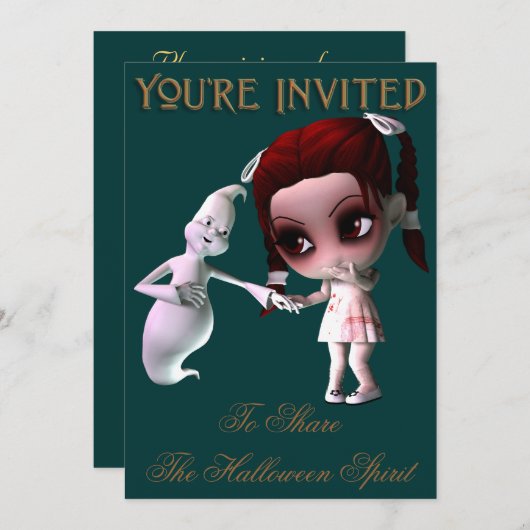 Invitation de fête d'Halloween Ghost (Devant / Derrière)