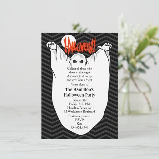 Invitation de fête d'Halloween Ghosts éffrayant (Debout devant)