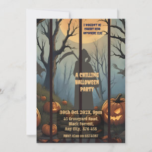 Invitation de fête d'Halloween glaciale Forêt Somb