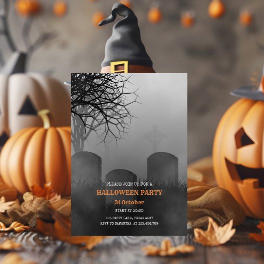 Invitation de fête d'Halloween Grave Chilling"