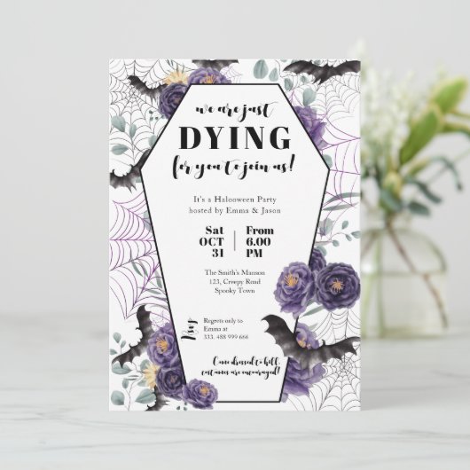 Invitation de fête d'Halloween Grave florale (Debout devant)
