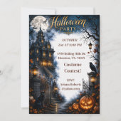 Invitation de fête d'Halloween hantée au clair de (Devant)
