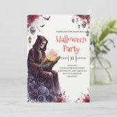 Invitation de fête d'Halloween homme squelette got (Debout devant)