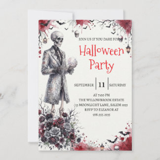 Invitation de fête d'Halloween homme squelette got
