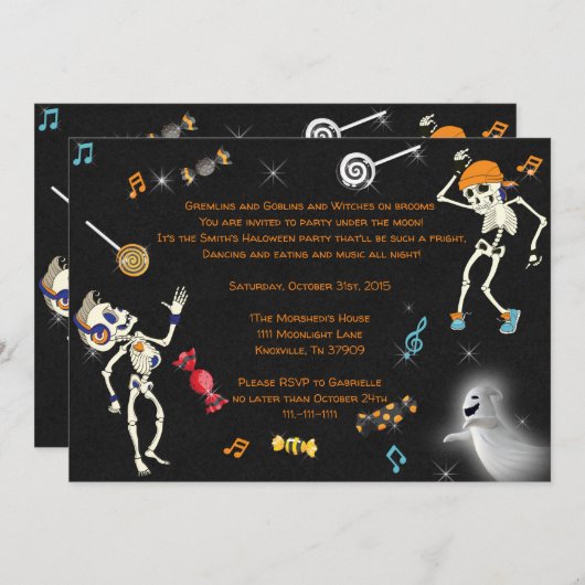 Invitation de fête d'Halloween, Invitation de dans (Devant / Derrière)