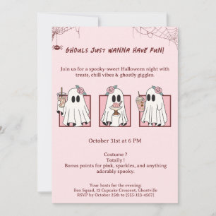 Invitation de fête d'Halloween Kawaii mignonne et