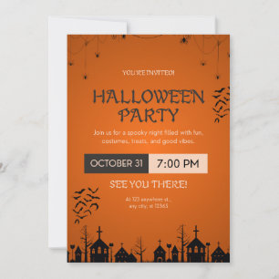 Invitation de fête d'Halloween Luxueuse Orange Épo