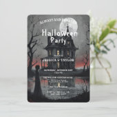 Invitation de fête d'Halloween Maison Hantée Gothi (Debout devant)