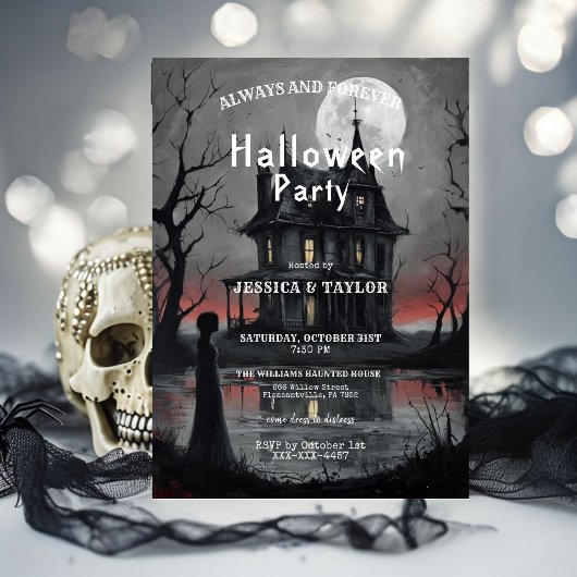 Invitation de fête d'Halloween Maison Hantée Gothi