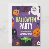 Invitation de fête d'Halloween mignonne avec citro (Devant)