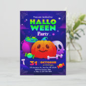 Invitation de fête d'Halloween mignonne et effraya (Debout devant)