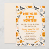Invitation de fête d'Halloween mignonne et effraya (Devant / Derrière)