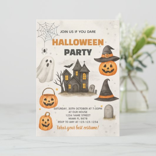 Invitation de fête d'Halloween moderne (Debout devant)