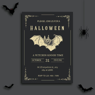 Invitation De Fête D'Halloween Moderne Noir Et Or