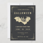 Invitation De Fête D'Halloween Moderne Noir Et Or (Devant)