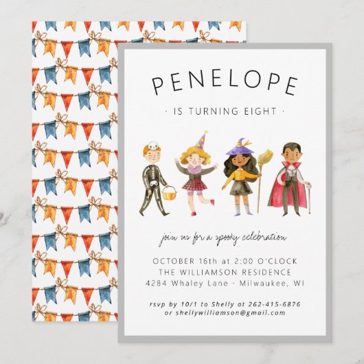 Invitation de fête d'Halloween pour enfants (Devant / Derrière)