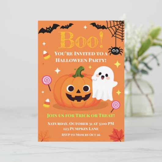 Invitation de fête d'Halloween pour enfants mignon (Debout devant)