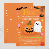 Invitation de fête d'Halloween pour enfants mignon (Devant / Derrière)