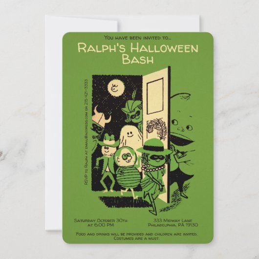 Invitation de fête d'Halloween Retro personnalisab (Devant)