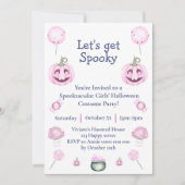 Invitation de fête d'Halloween rose pour filles (Devant)