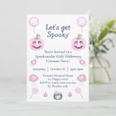 Invitation de fête d'Halloween rose pour filles (Debout devant)