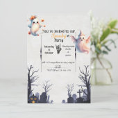 Invitation de fête d'Halloween simple - Fantôme am (Debout devant)