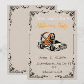 Invitation de fête d'Halloween - Skeleton Driving (Devant / Derrière)