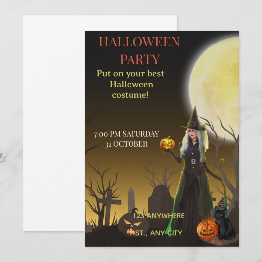 Invitation de fête d'Halloween Spooky Chic (Devant / Derrière)