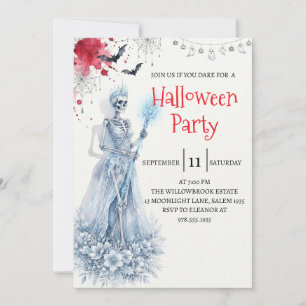 Invitation de fête d'Halloween squelette de dame g