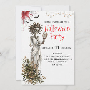 Invitation de fête d'Halloween squelette de dame g