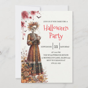 Invitation de fête d'Halloween squelette de dame g