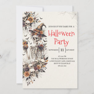Invitation de fête d'Halloween squelette de dame g