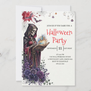 Invitation de fête d'Halloween squelette de dame g