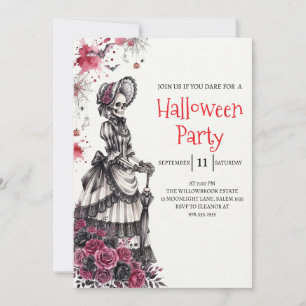 Invitation de fête d'Halloween squelette de dame g