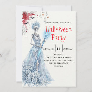 Invitation de fête d'Halloween squelette de dame g
