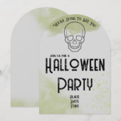Invitation de fête d'Halloween sur une pierre tomb (Devant / Derrière)