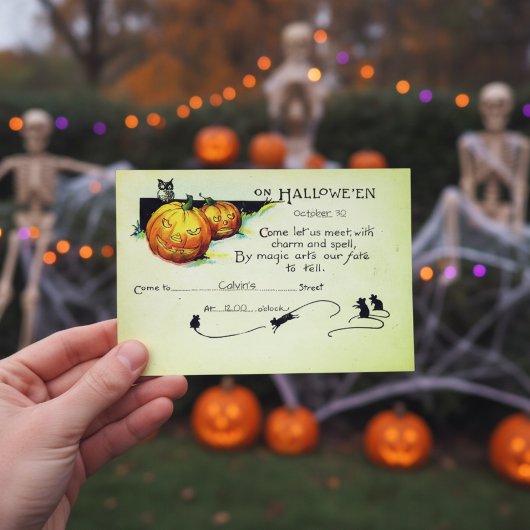 Invitation de fête d'Halloween Vintage 2 en 1 &