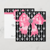 Invitation de fête Diamonds Rose Noir Modèle (Devant / Derrière)