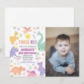 Invitation de fête Dino modifiable pour garçons ou (Devant / Derrière)