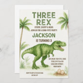 Invitation de fête Dino modifiable pour garçons ou (Devant / Derrière)