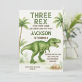 Invitation de fête Dino modifiable pour garçons ou (Debout devant)