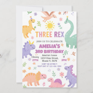 Invitation de fête Dino modifiable pour garçons ou