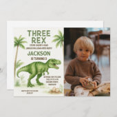 Invitation de fête Dino modifiable pour garçons ou (Devant / Derrière)