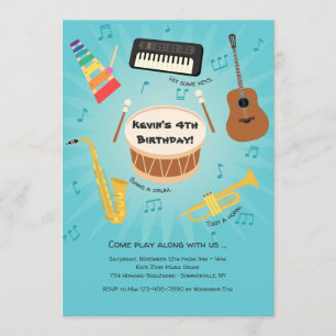 Invitation de fête d'instruments de musique pour e