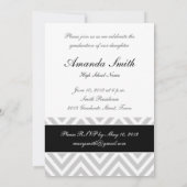 INVITATION DE FÊTE DIPLÔMÉE| CHEVRON NOIR, GRIS (Dos)