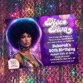 Invitation de fête Disco Diva 70's