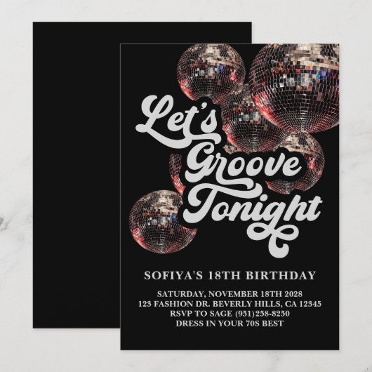 Invitation de fête disco rétro funky années 70 (Devant / Derrière)