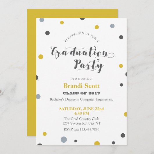 Invitation de fête d'obtention du diplôme de (Devant / Derrière)