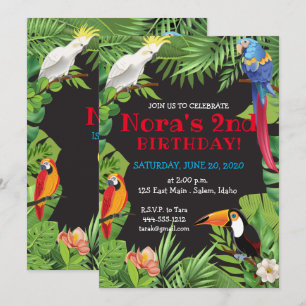 Invitation de fête d'oiseaux tropicaux